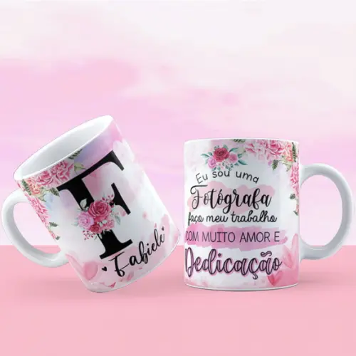 Caneca Fotografa Caneca Fotografia Personalizada Nome Floral