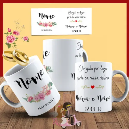Caneca madrinha de Casamento lembrança casamento convite MD1