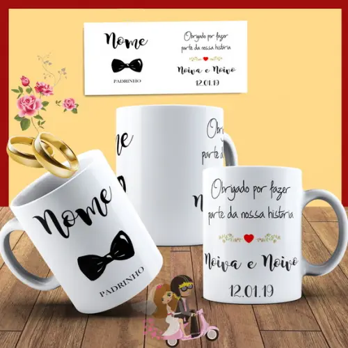 Caneca madrinha de Casamento lembrança casamento convite MD2