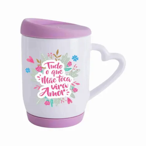 Caneca Mãe tudo o que mãe toca vira amor caneca tampa silico