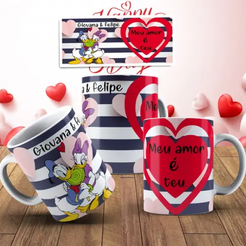 Caneca meu amor é teu Namorados personalizada nome