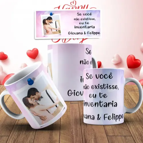 Caneca Namorados se você não existisse eu te inventaria foto