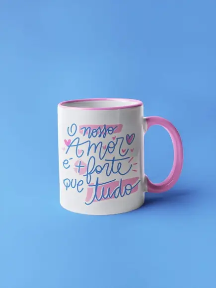 Caneca nosso amor é mais forte que tudo presente amor