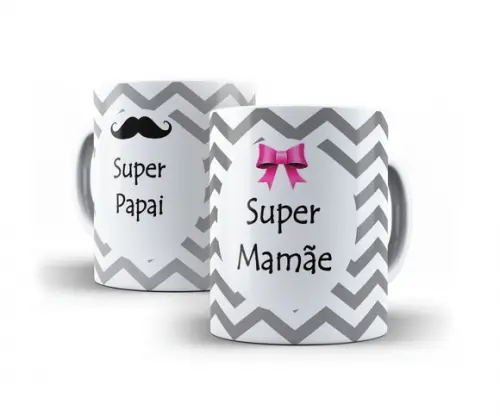 Caneca pai caneca mãe super papai super mamãe