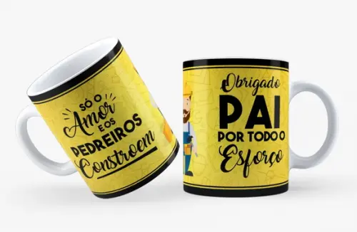 Caneca Pai Presente Dia dos Pais Pai Pedreiro Papai