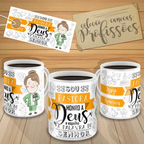 Caneca pastora personalizada presente pastora honro a Deus