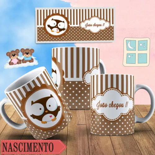 Caneca Personaliza Padrinho Madrinha Dindo ou Dinda Coruja