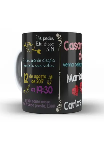 Caneca Personalizada Convite de Casamento blackboard