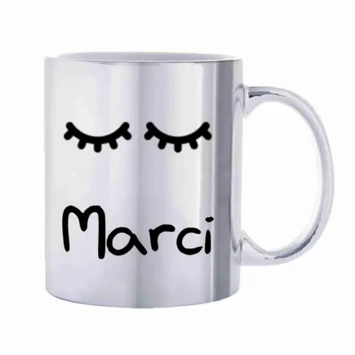 Caneca Personalizada cromada prata com nome