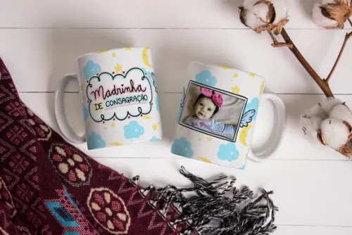 caneca personalizada madrinha de consagração com foto