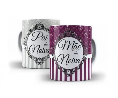 Caneca Personalizada Mãe Noiva Pai Noiva ou Noivo Arabesco