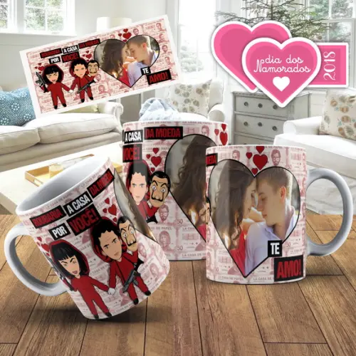Caneca Personalizada La Casa de Papel namorados com foto