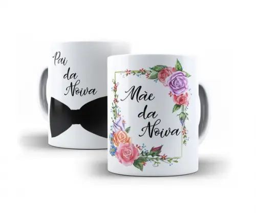 Caneca Personalizada Mãe Noiva Pai Noiva ou Noivo 2 canecas