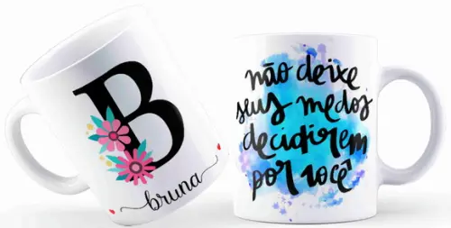 Caneca personalizada nome não deixe seus medos decidirem