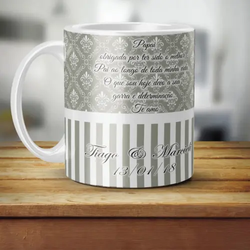 Caneca Personalizada Mãe Noiva Pai Noiva ou Noivo Arabesco