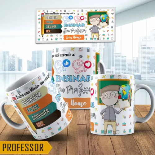Caneca personalizada professor eu curto eu amo