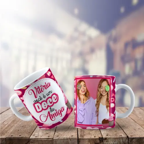 Caneca Você É Um Doce de Amiga Personalizada com Foto