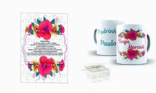 Convite padrinhos de casamento personalizado floral