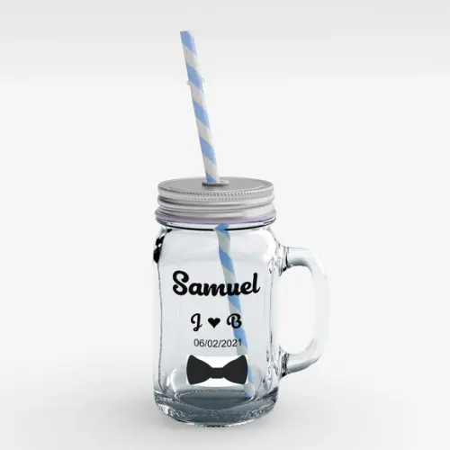 Copo Canudo Pajem de Casamento Padrinho Masonjar Mini Jarro