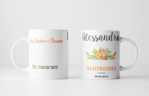 Lembrança de casamento caneca personalizada casamento polime