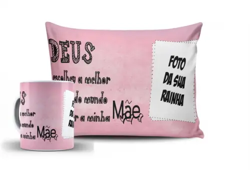 Presente Mãe personalizado c/foto Deus Escolheu a Melhor Mãe