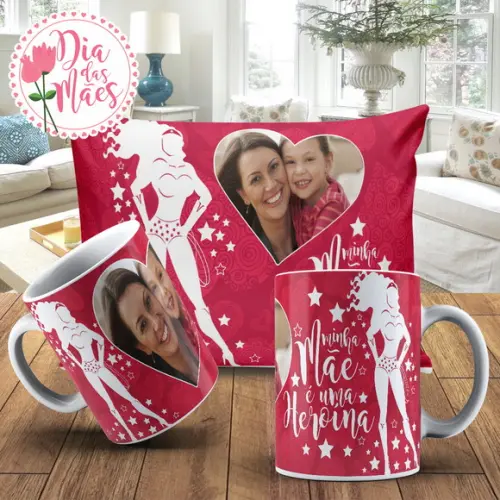 Presente Mãe personalizado c/ foto minha Mãe é heroína