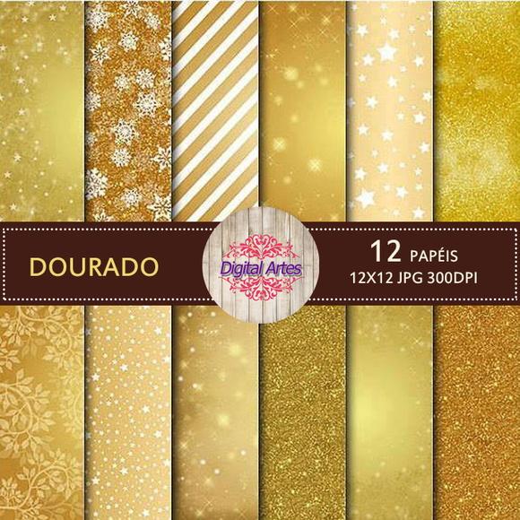 Kit Digital Papéis Dourado