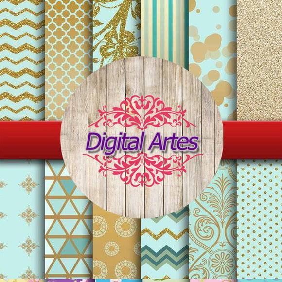 Kit Digital Papéis Dourado