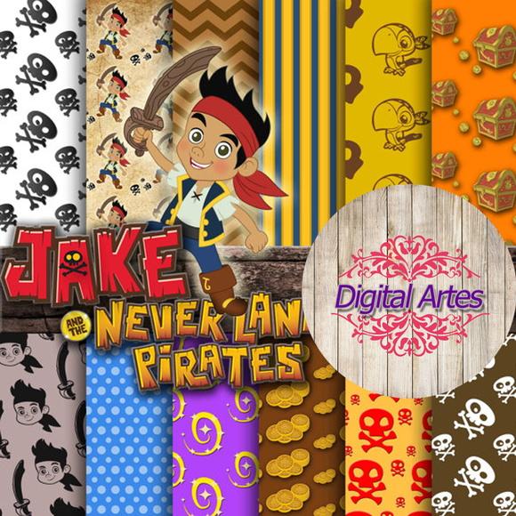Kit Digital Papéis Jake e os Piratas da Terra do Nunca