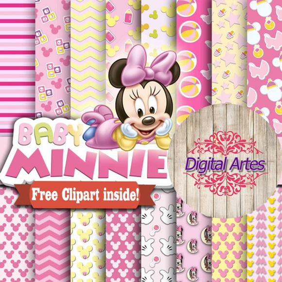 Kit Digital Papéis Bebê Minnie