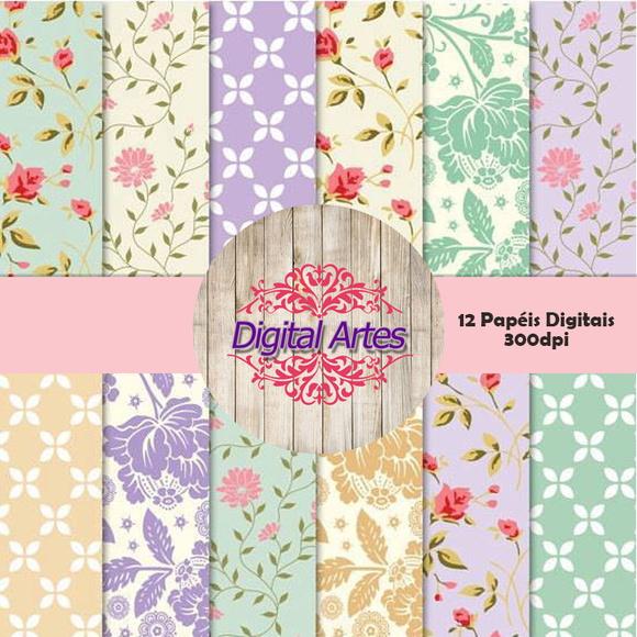 Kit Digital Papéis Florais