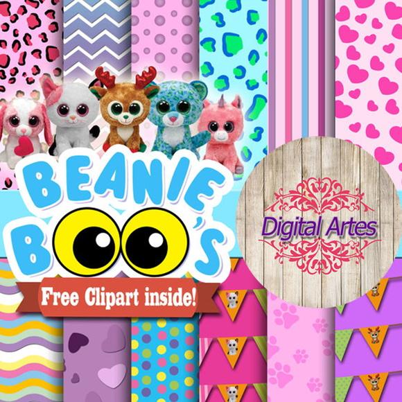 Kit Digital Papéis Beanies Boos