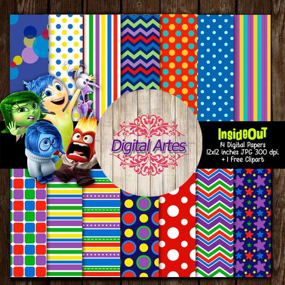 Kit Digital Papéis Divertida Mente