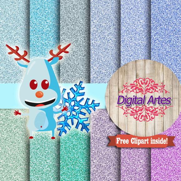 Kit Digital Papéis Inverno Gliter Natalino