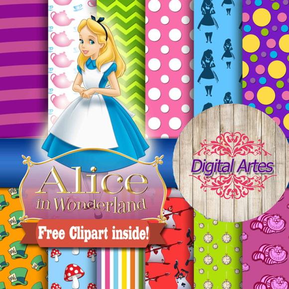 Kit Digital Papéis Alice