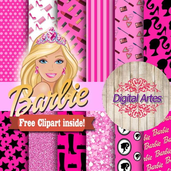 Kit Digital Papéis Barbie