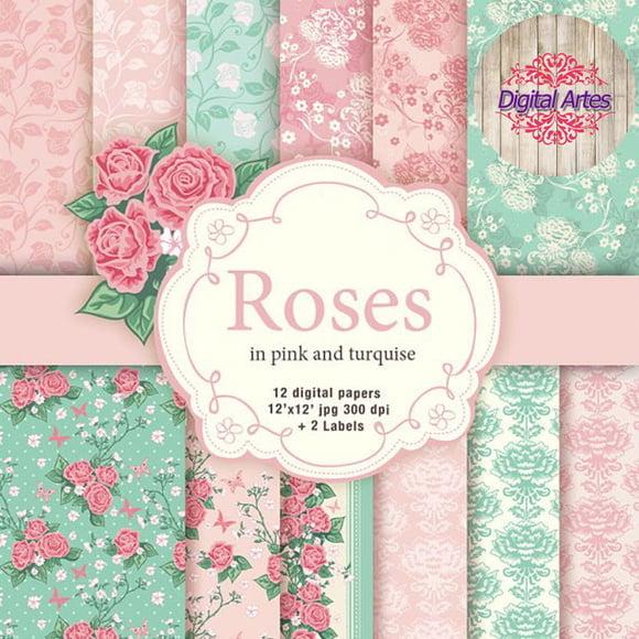 Kit Digital Papéis Florais Rosa