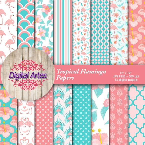 Kit Digital Papéis Flamingo