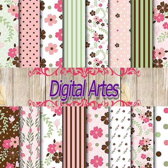 Kit Digital Papéis Florais