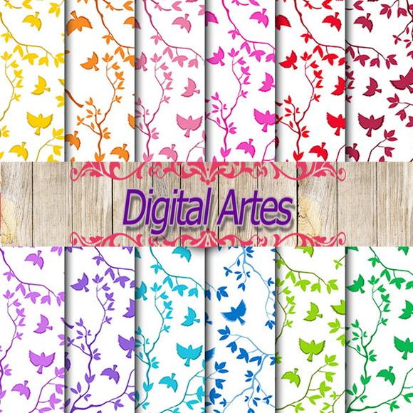 Kit Digital Papéis Passarinhos