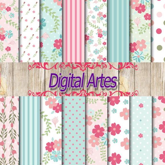 Kit Digital Papéis Florais