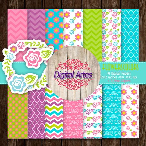 Kit Digital Papéis Florais