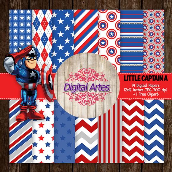 Kit Digital Papéis Capitão América