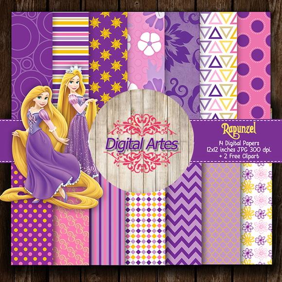 Kit Digital Papéis Rapunzel