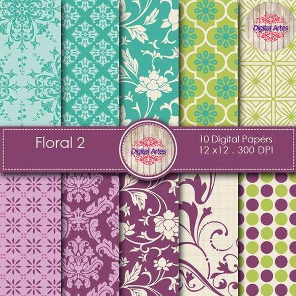 Kit Digital Papéis Florais