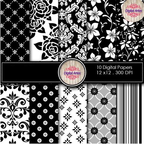 Kit Digital Papéis Rosas Pretas