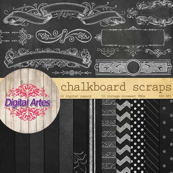 Kit Digital Papéis Chalkboard