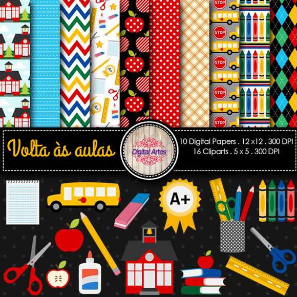 Kit Digital Papéis Volta às Aulas
