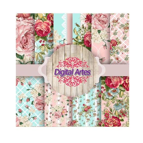 Kit Digital Papéis Florais