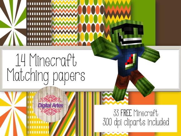 Kit Digital Papéis Minecraft